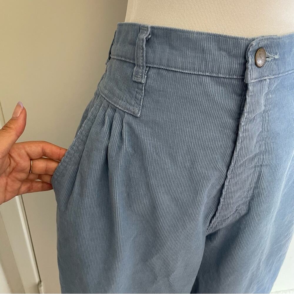 River Trader Y2K High Rise Pleated Tapered Corduroy Pants Blue Slouchy Normcore - Picture 7 of 16